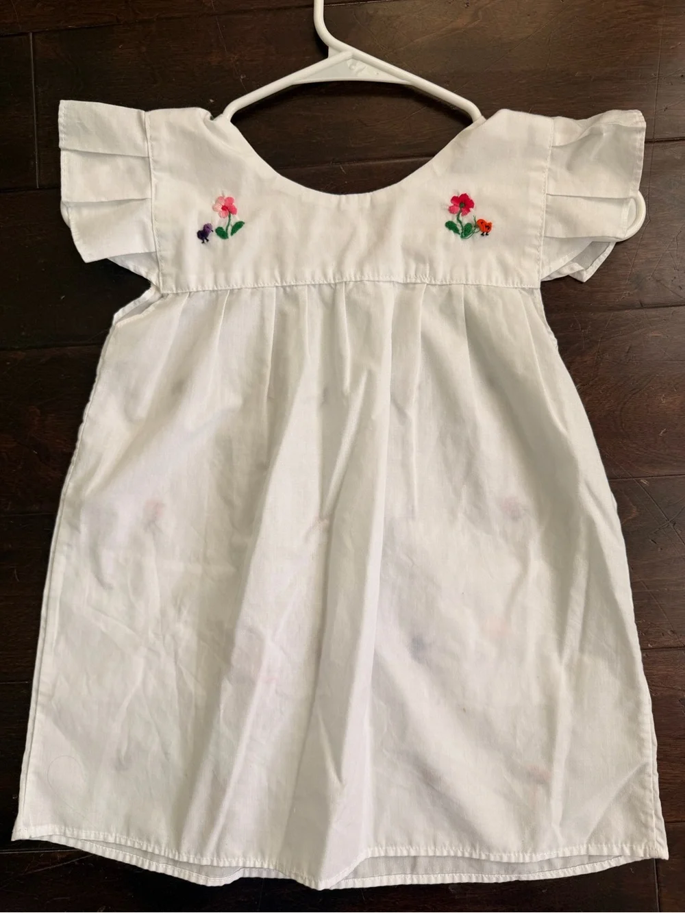 White Embroidered Floral Kids Dress